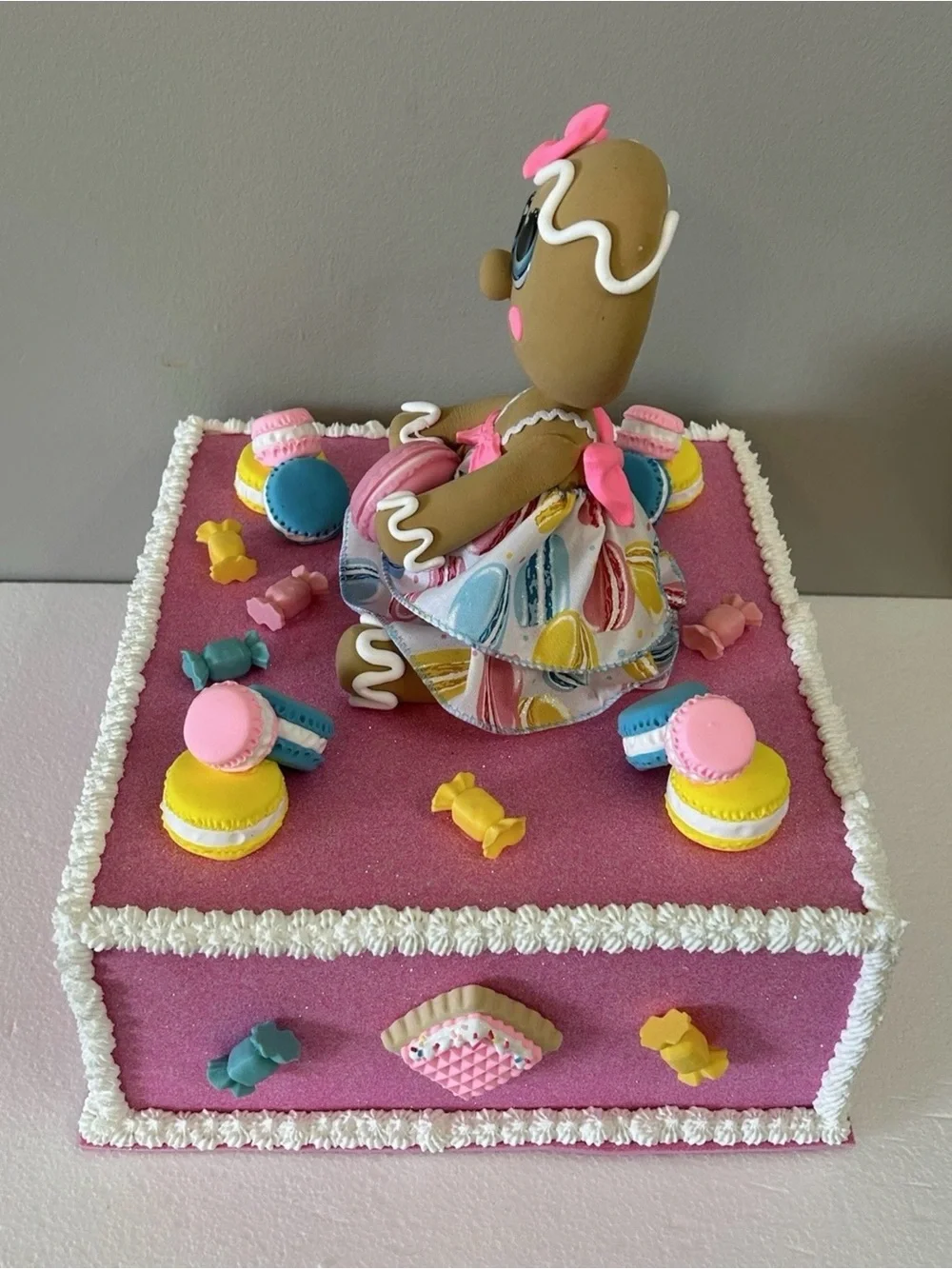Gingerbread Candy Land Centerpiece - Pink Fake Cake